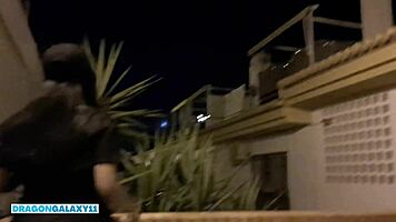 Huge Anal Creampie Fills Skinny Whore on Public Street!