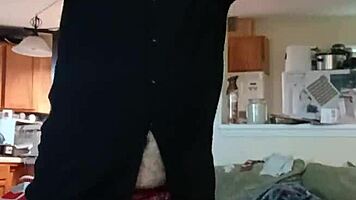 Big ass crossdresser teases thong shake