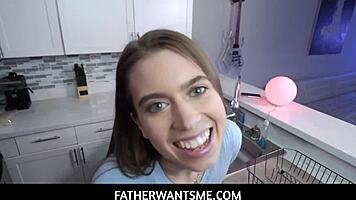 Skinny Slut Fucks Old Man After Stepmom Cheating Reveal.