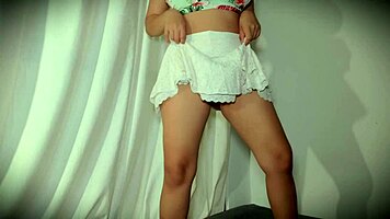 Colombian teen's white miniskirt sparks boyfriend's home temptation