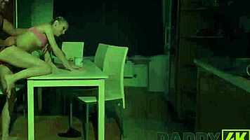 Stepdad Ravages Tight Young Pussy in Kitchen Cheating Frenzy