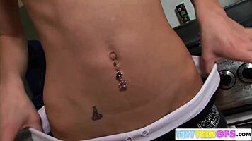 Brookeskye Petite Body Rubs Sexy in Kitchen Bent Over Doggystyle