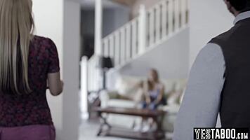 Big Tits Teen Joins Milf for Wild Threesome Cock Ride