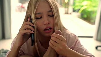 sucked his throbbing cock dry while chatting casually on the phone!