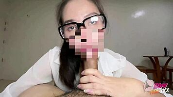 Asian Glasses Girl Takes Rough Anal Asshole Pounding