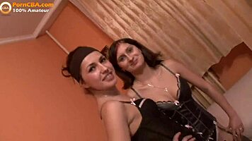 Two Horny Amateur Lesbians Finger and Lick Shaved Pussies Erotically!