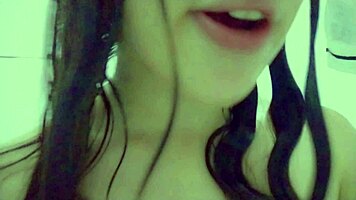 Cute Student Fingers Wet Pussy in Steamy Shower