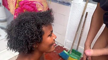 Latina milf helps with bath then jealous beauty joins for cum finish
