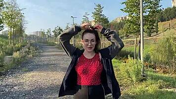 Fucking Hot Redhead Girlfriend Bent Over Doggystyle in Public Park Quickie!