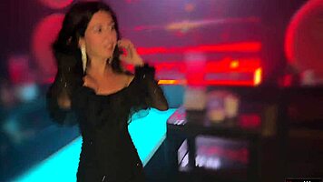 Stranger pounds petite babe's ass in nightclub toilet