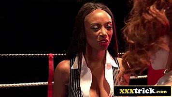 hey, ever seen pro wrestlers like headmistress and teen go crazy in a wild interracial threesome fuck?