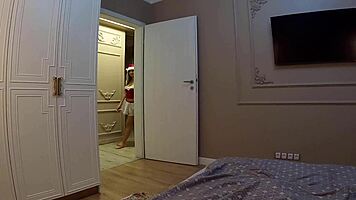 Mia Velvet's Festive Bedroom Tease Turns into Merry Passionate Embrace