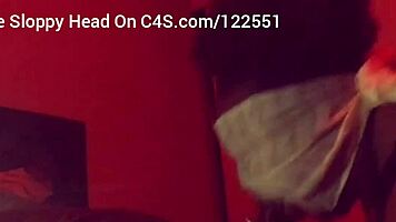 Ebony spits while gagging on huge BBC