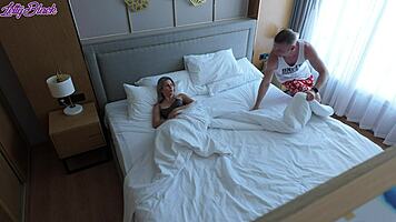 milf tempts stud in shared hotel bed