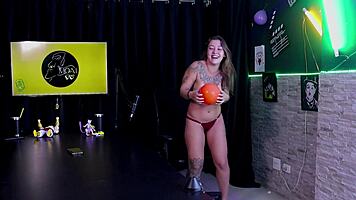 brazilian tattooed amateur teases in sheer outfit during wild casting interview bdsm toys