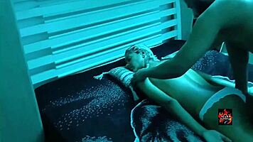skinny short-haired milf enjoys intense tantric bed massage session