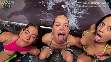 Wild pukefest orgy with Alicia Trece Helen Star and Yessica Bunny goes extreme