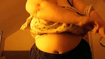 sexy bbw housewife rips clothes for oily big tits teasing and ass shaking outdoor session