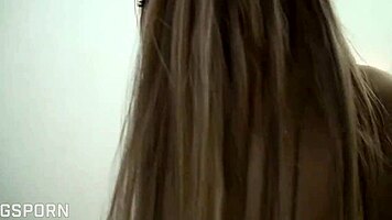 Blonde Japanese babe loves blowjobs deep pussy creampie!