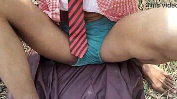Indian schoolgirl caught with boyfriend in jungle punished by rough black cock pounding