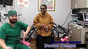 daisy mynxs squirms in fear during her first intense gyno exam close-up