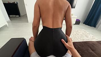 Naughty big ass babe lap dances and humps dick in leggings