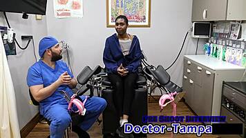 daisy mynxs squirms in fear during her first intense gyno exam close-up