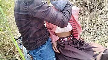 Indian schoolgirl caught with boyfriend in jungle punished by rough black cock pounding