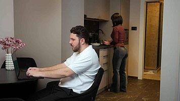secretary marimoore deepthroats boss while wife waits next door