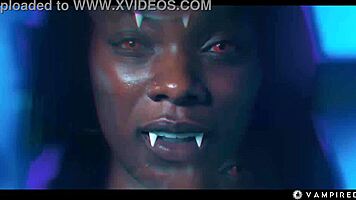 Ebony vampire master mesmerizes blonde teen into lesbian joi slave threesome