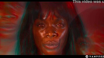 Ebony vampire master mesmerizes blonde teen into lesbian joi slave threesome