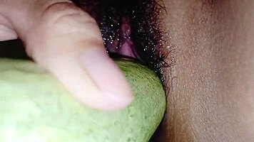 Asian Babe Deepthroats Cucumber Begs Cum in Pussy