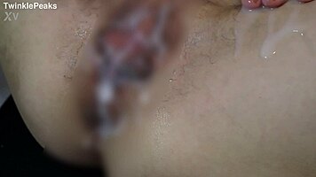 messy creamy pussy queefs in extreme lube fingering play