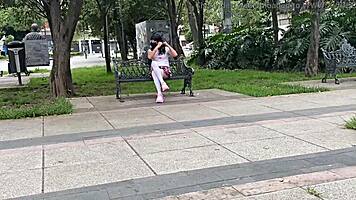 exhibitionist miniskirt slut begs for monster cock gaping her tight ass