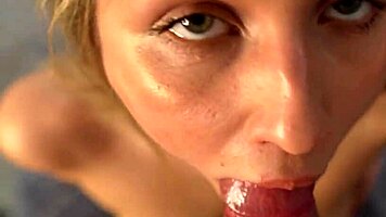 pov homemade brunette takes cock deep with sloppy mouth cum