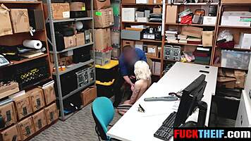 Inked Blonde Stripped Naked Bent Over Doggystyle For Hidden Theft