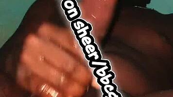 overwhelmed by bbc midnight's fat monster cock throbbing in oiled solo stroke