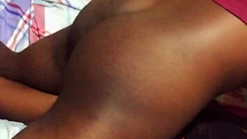 skinny ebony teases before doggy cum covered pounding