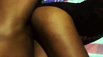 skinny ebony teases before doggy cum covered pounding