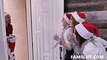 Hot milfs party fuck guys on Christmas