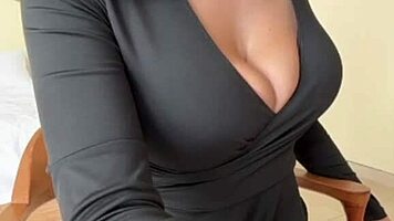 Milf caresses her big natural tits and nipples