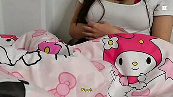 skinny teen spreads panties masturbates orgasms under sheets