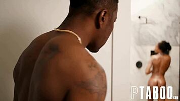 Isiah's Shower Spy Turns into Steamy Forbidden Hookup with Olivia's Petite Curves