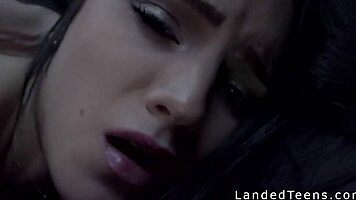 Busty natural teen fucked hard in backseat outdoors