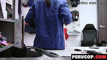 dumb shoplifter bitch restrained and fucked by security guard
