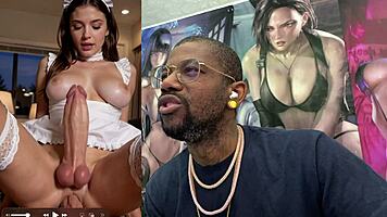 sexy trans maid flops huge cock in helicopter tease