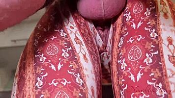 Curvy brunette maid bends over in kitchen for fat cock creampie tip reward