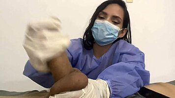 patient's cock throbs hard as nurse gives sloppy deepthroat tease