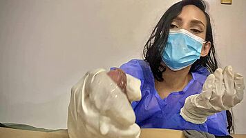 patient's cock throbs hard as nurse gives sloppy deepthroat tease