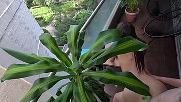 real 18 year old cutie gets balcony pounded by monster cock pov